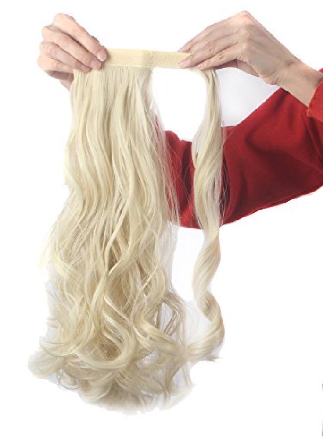 FUT Wrap Around Ponytail One Piece Clip In Curly Pony Tial Hair Extensions 18Inch 90G For Girl Lady Women Bleach Blonde - Image 4