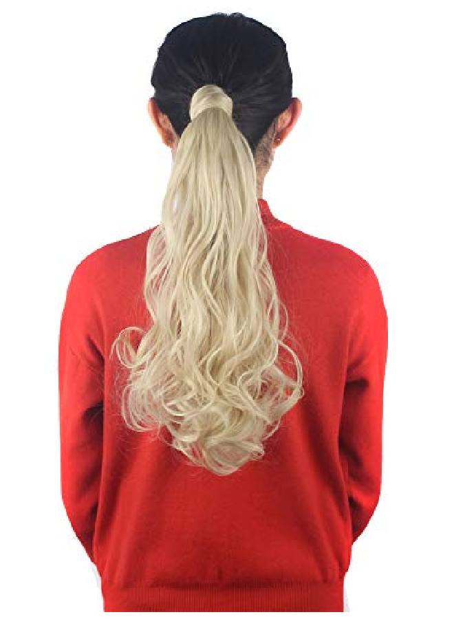 FUT Wrap Around Ponytail One Piece Clip In Curly Pony Tial Hair Extensions 18Inch 90G For Girl Lady Women Bleach Blonde - Image 3
