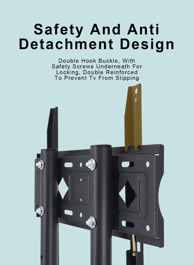 فلاشهوك حامل تلفزيون أرضي متنقل بارتفاع قابل للتعديل مع عجلات لشاشات تلفزيون LCD LED مقاس 32-55 بوصة - Image 3