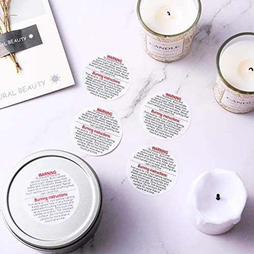 Zonon 1000 Pcs Candle Warning Labels, 1.5 Inch Safety Labels Warning Sticker Decals for DIY Candle Making Jars(White) - Image 3