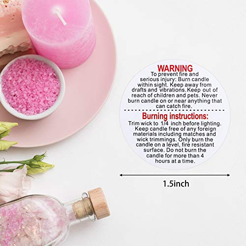 Zonon 1000 Pcs Candle Warning Labels, 1.5 Inch Safety Labels Warning Sticker Decals for DIY Candle Making Jars(White) - Image 2