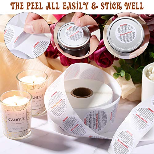 Zonon 1000 Pcs Candle Warning Labels, 1.5 Inch Safety Labels Warning Sticker Decals for DIY Candle Making Jars(White) - Image 4