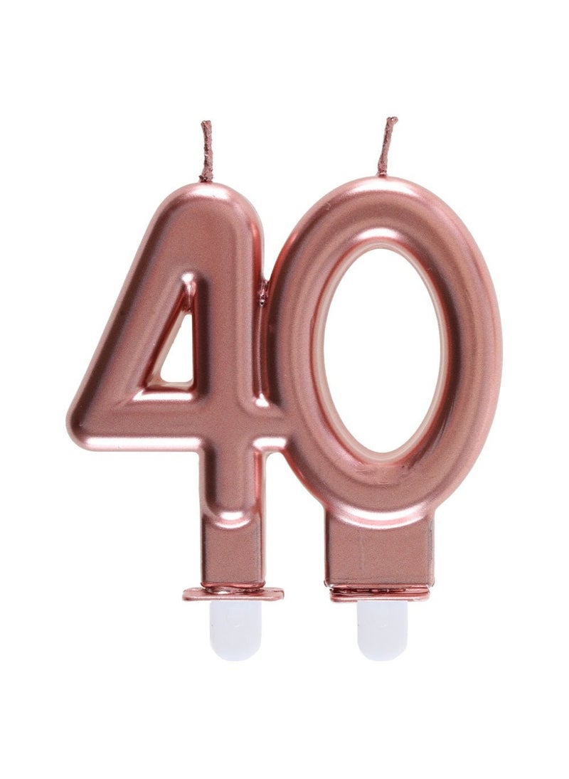 40-Years Rose Gold Birthday Anniversary Cake Candle 8cm
