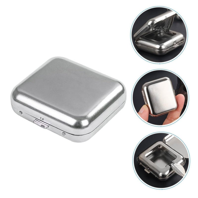 Stainless Steel Portable Ashtray With Windproof Lid For Outdoor Travel - Image 3