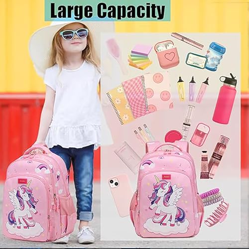 Frantic Waterproof Polyester 26 L School Backpack School Bag Daypack Picnic Bag For Boys & Girls(RR_Pink_Unicorn_Cloud) - Image 4
