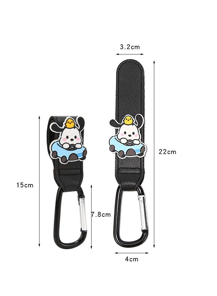 2 Pack Baby Stroller Hooks, Bag Hooks For Hanging Diaper Bags, Leather Fabric Carabiner Practical Sturdy Portable Tool, Suitable for Bicycles, Shopping Carts, Pet Carts Etc - Image 2