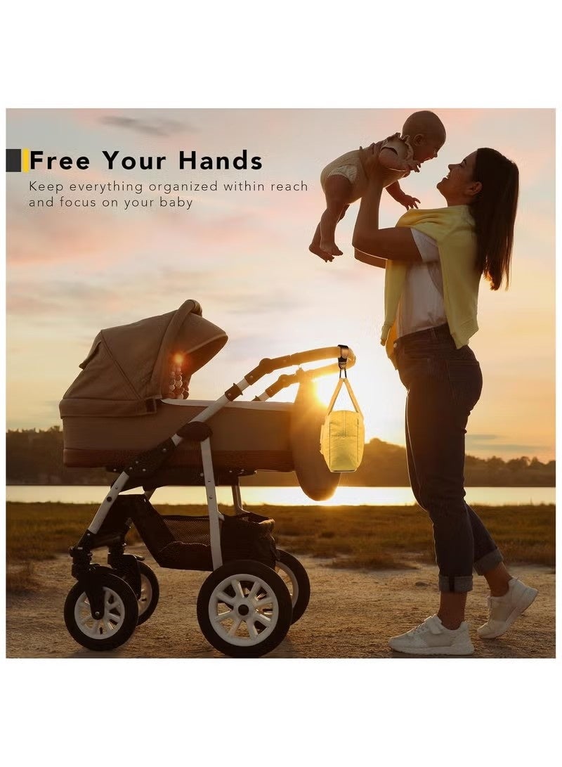 2 Pack Baby Stroller Hooks, Bag Hooks For Hanging Diaper Bags, Leather Fabric Carabiner Practical Sturdy Portable Tool, Suitable for Bicycles, Shopping Carts, Pet Carts Etc - Image 5
