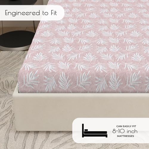 Plumora Single Bed Cotton Bedsheet with 1 Pillow Cover, 100% Pure Cotton Single Bedsheet 60×90 Inches, 240 TC Soft Breathable Leafy Bed Sheet – (Rosette Leaf) - Image 3