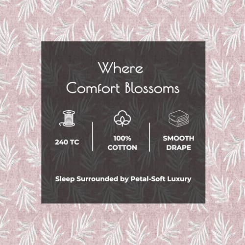 Plumora Single Bed Cotton Bedsheet with 1 Pillow Cover, 100% Pure Cotton Single Bedsheet 60×90 Inches, 240 TC Soft Breathable Leafy Bed Sheet – (Rosette Leaf) - Image 5
