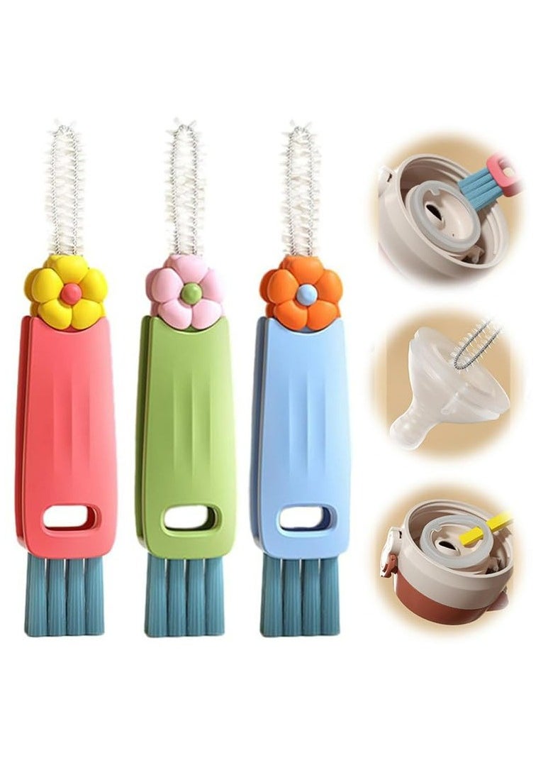 Dominy 3PCS Upgraded 3 in 1 Baby Bottle Brushes,Cup Lid Cleaning Brush, Multifunctional Lid Cleaner Brush, Portable Crevice Cleaning Brush Set for Baby Bottle Gap Tight Spaces  - Image 1