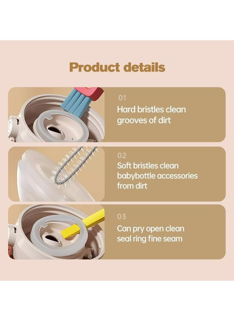 Dominy 3PCS Upgraded 3 in 1 Baby Bottle Brushes,Cup Lid Cleaning Brush, Multifunctional Lid Cleaner Brush, Portable Crevice Cleaning Brush Set for Baby Bottle Gap Tight Spaces  - Image 3