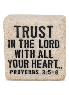 Lighthouse Christian Products Lighthouse Christian Products Trust in The Lord Scripture Block 2.25 x 2.25 Cast Stone Plaque  - Image 1