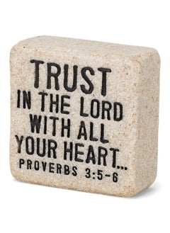 Lighthouse Christian Products Lighthouse Christian Products Trust in The Lord Scripture Block 2.25 x 2.25 Cast Stone Plaque  - Image 5