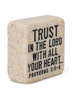 Lighthouse Christian Products Lighthouse Christian Products Trust in The Lord Scripture Block 2.25 x 2.25 Cast Stone Plaque  - Image 2