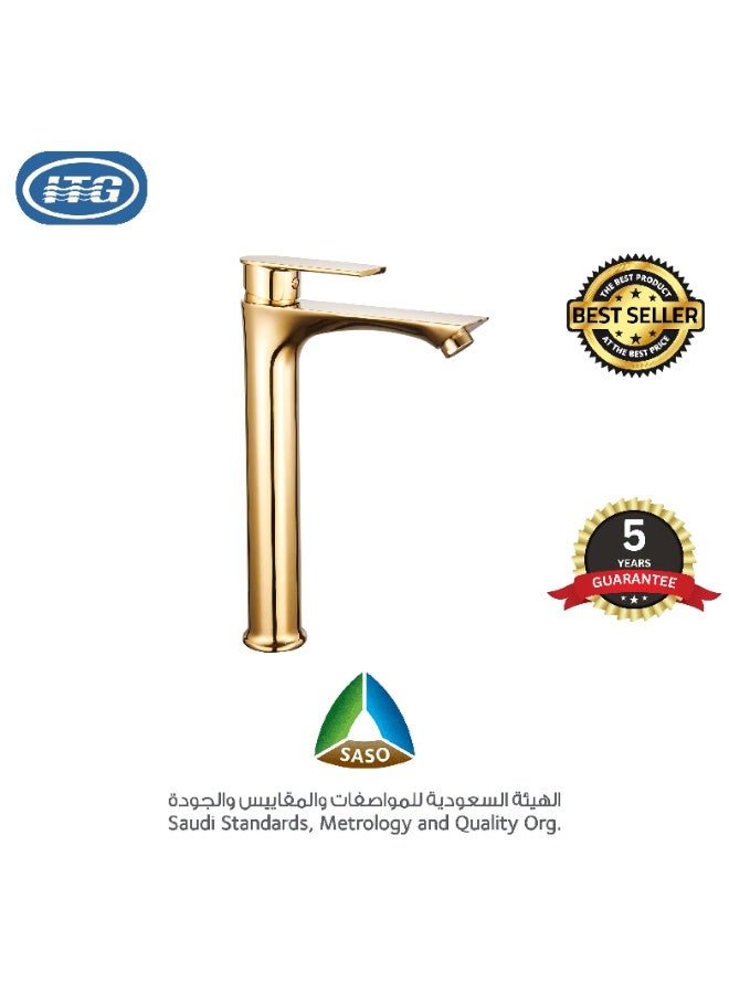 خلاط حوض طويل من ITG - لمسة نهائية ذهبية، تصميم عصري، معتمد من SASO، ضمان لمدة 5 سنوات  - Image 2