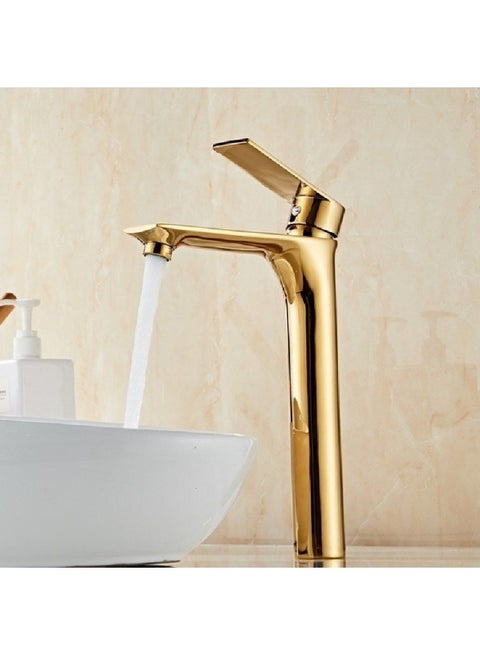 ITG Tall Basin Mixer Faucet – Gold Finish, Modern Design, SASO Certified, 5-Year Warranty