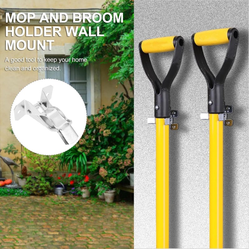 Ciieeo 10pcs Broom and Mop Holder Wall Mount Clips Heavy-Duty Utility Hooks for Garage Kitchen Laundry Storage Organizer - Image 5