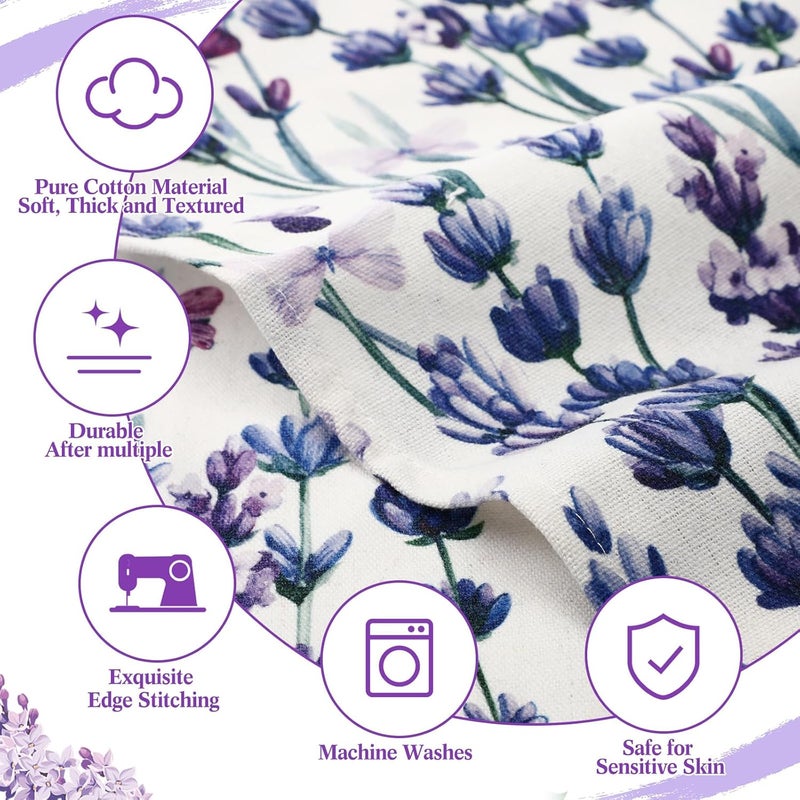 Maxcheck 24 Pcs Reusable Cotton Cloth Napkins 16 x 16 Inch Floral Flower Washable Cocktail Dinner Napkins for Family Dining Wedding Party Table DecorationLavender Butterfly - Image 3