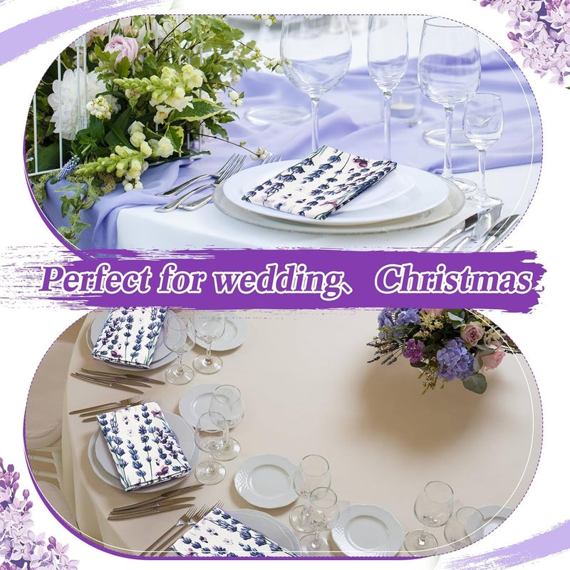 Maxcheck 24 Pcs Reusable Cotton Cloth Napkins 16 x 16 Inch Floral Flower Washable Cocktail Dinner Napkins for Family Dining Wedding Party Table DecorationLavender Butterfly - Image 5