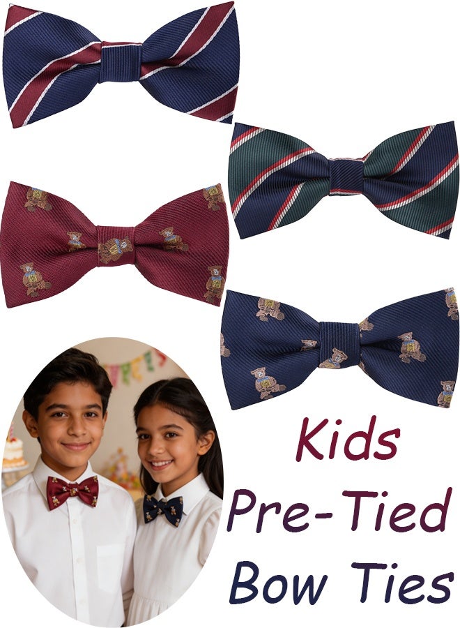 4 Pack Kids Pre Tied Bow Ties Classic Adjustable Neck Bowtie Set for Boys Girls Formal Wedding,Birthday Party,School Uniform,Pageant,Special Occasion Accessories - Image 1