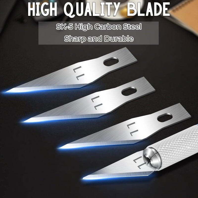 Jetmore 100 Pack Exacto Knife Blades, Hobby & Craft Knife Replacement Blades with Storage Box for Scrapbooking, Caving & Stencil - Image 3