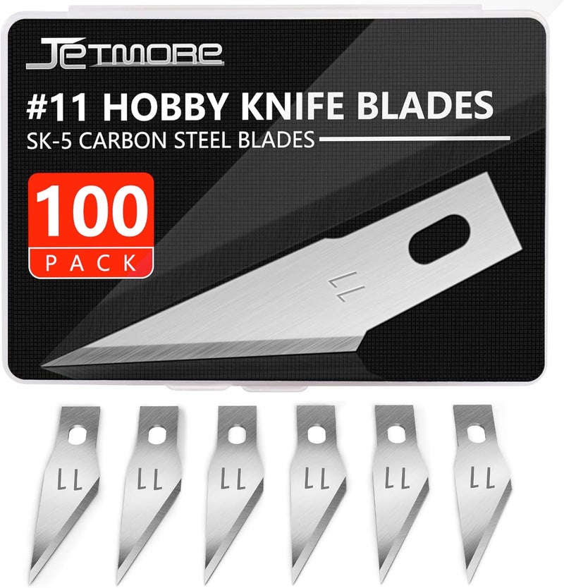 Jetmore 100 Pack Exacto Knife Blades, Hobby & Craft Knife Replacement Blades with Storage Box for Scrapbooking, Caving & Stencil - Image 1