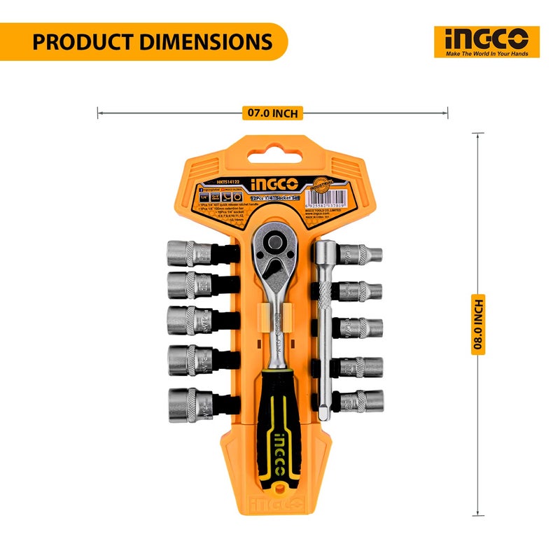 INGCO INGCO 12 Pcs 14 socket set  - Image 2