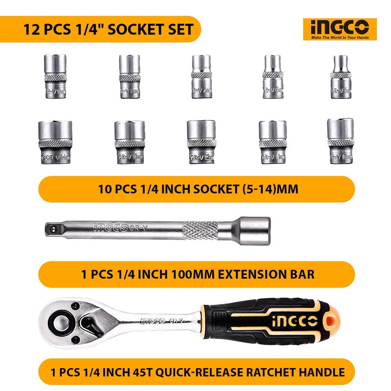INGCO INGCO 12 Pcs 14 socket set  - Image 3