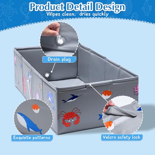 Tohetsuzp Collapsible Baby Bathtub, Portable Foldable Travel Baby Bath for Infant Toddler, Converts Shower to Tub, No Assembly Folds Flat for Storage, 6M-5 Years, Gray - Image 3