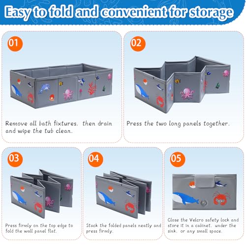 Tohetsuzp Collapsible Baby Bathtub, Portable Foldable Travel Baby Bath for Infant Toddler, Converts Shower to Tub, No Assembly Folds Flat for Storage, 6M-5 Years, Gray - Image 5