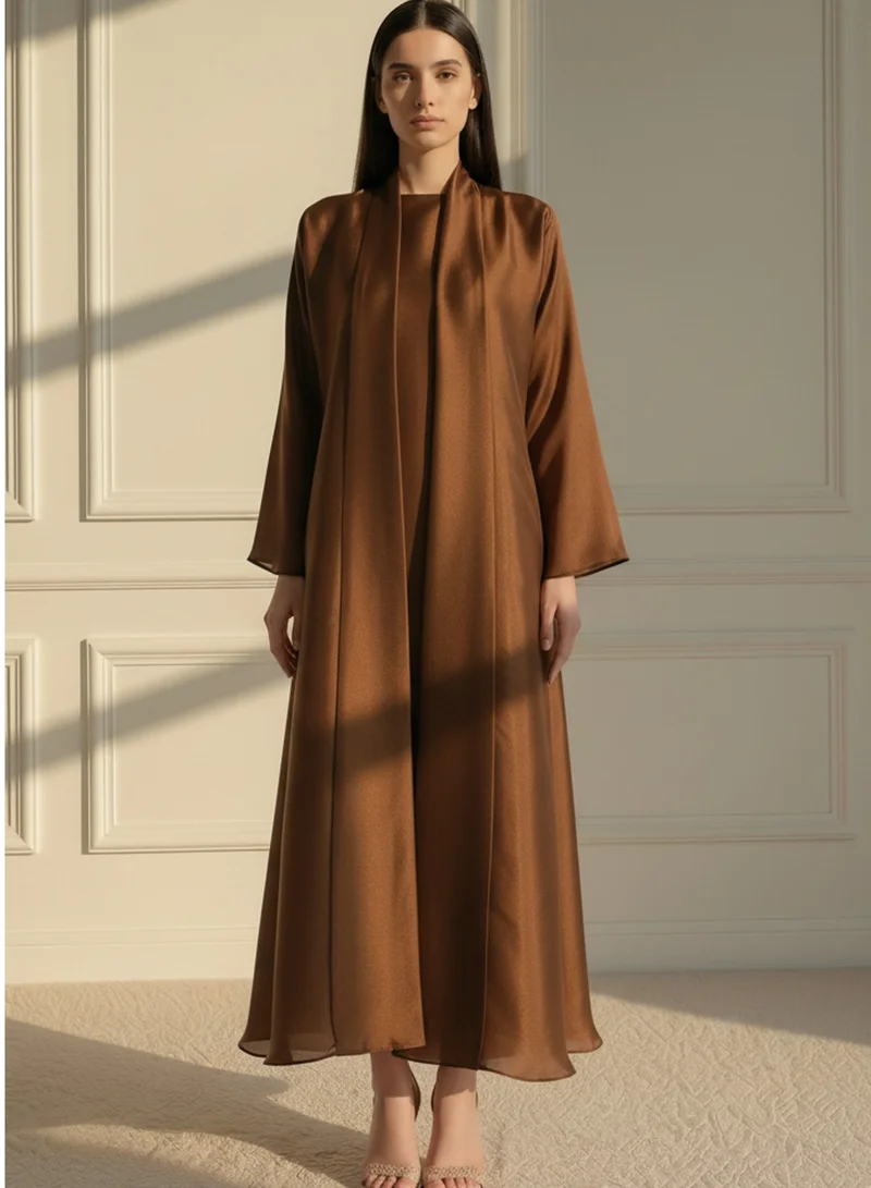 Moistreet Organza Abaya Set with Inner & Headscarf