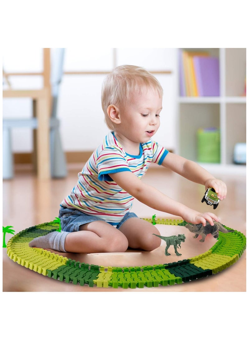 Soofam Dinosaur Race Track World Create A Road Playset - 142 Pieces Tracks, Toy Car for Birthday, - Image 4
