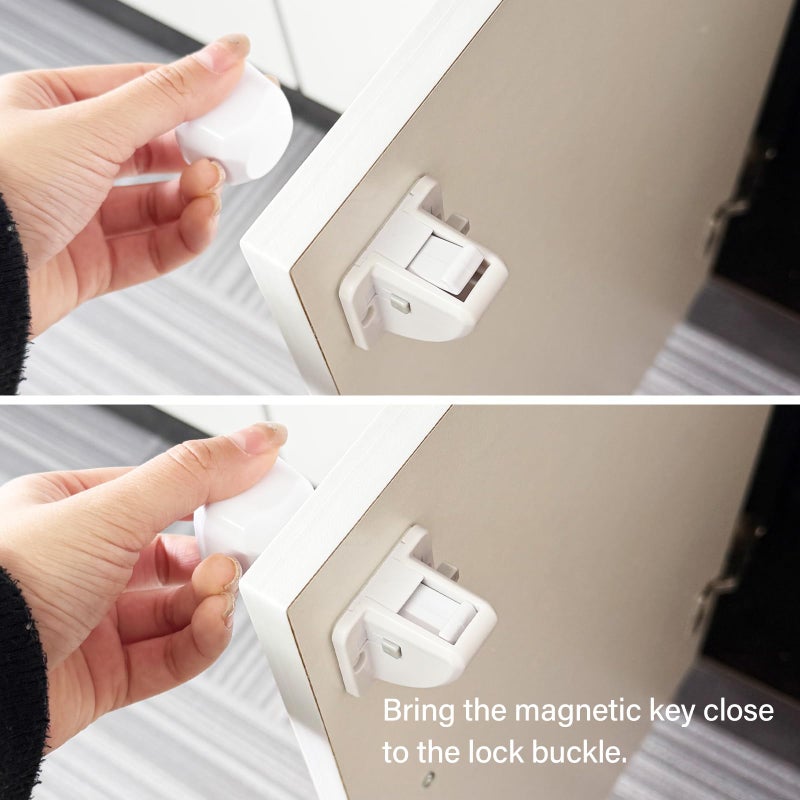 kimitimi 6 Pack Magnetic Cabinet Locks Baby Proofing - Child Safety Cabinet Latch Locks with Adhesive, No Drill or Tools Installation, for Cabinets Drawers Doors - Image 3