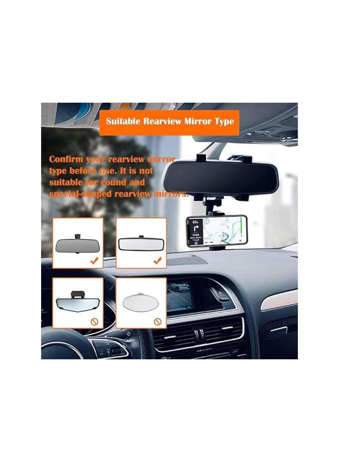 S-TOP Car Rearview Mirror Phone Holder, Multi-Angle Adjustable Smartphone Mount for 4-7 Inch Devices, with 270° Swivel and Secure Spring Clip, Universal Compatibility for Most Vehicles - Image 3