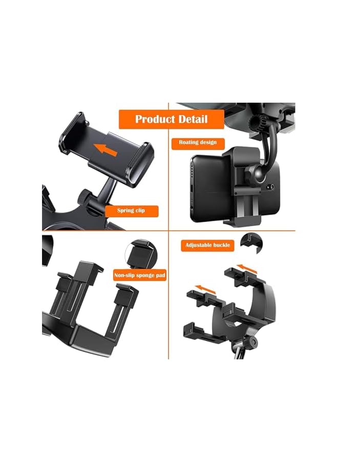 S-TOP Car Rearview Mirror Phone Holder, Multi-Angle Adjustable Smartphone Mount for 4-7 Inch Devices, with 270° Swivel and Secure Spring Clip, Universal Compatibility for Most Vehicles - Image 4