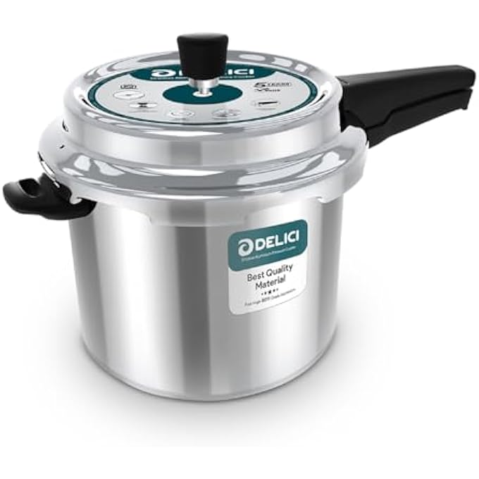 DELICI Dripless 7 Litre Pressure Cooker Adpc7E  5 Year Warranty  Virgin Aluminium Build  Specially Designed Handle  Food Grade Rubber Gasket  Gasket Release System  Quality Pressure Regulator - Image 1