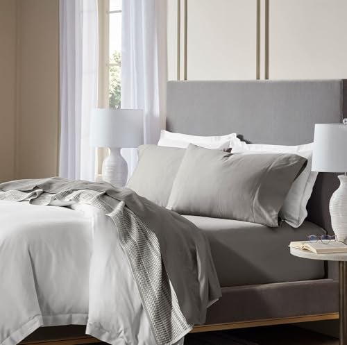 BOLL & BRANCH Signature Hemmed Sheet Set - King, Stone - Luxury 100% Organic Cotton - Includes 1 Flat, 1 Fitted, 2 Pillowcases - Buttery Soft - Image 2