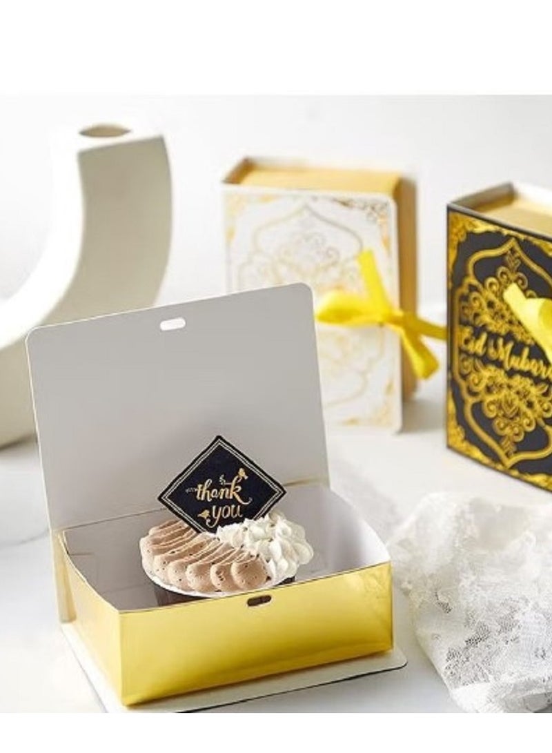 12 قطعة من صناديق هدايا رمضان وعيد مبارك ومفضلات الحفلات، صندوق حلوى رمضان مربع بنمطين - Image 5