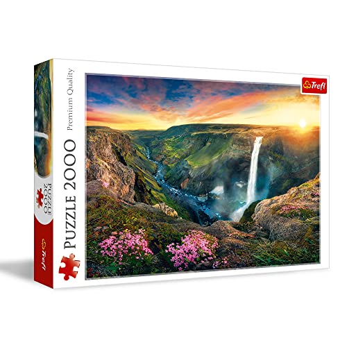 Trefl Hifoss Waterfall Iceland 2000 Piece Jigsaw Puzzle Red 38x27 Print DIY Puzzle Creative Fun Classic Puzzle for Adults and Children from 14 Years Old - Image 1