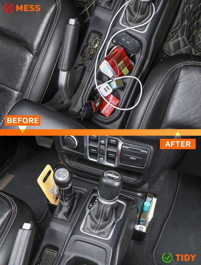 Savadicar GT-2 Shifter Storage Box, Gear Shift Console Side Tray Organizer Compatible with 2018-2024 Jeep Wrangler JL JLU & Gladiator JT, Interior Storage Accessories, Black, 1 PCS - Image 5