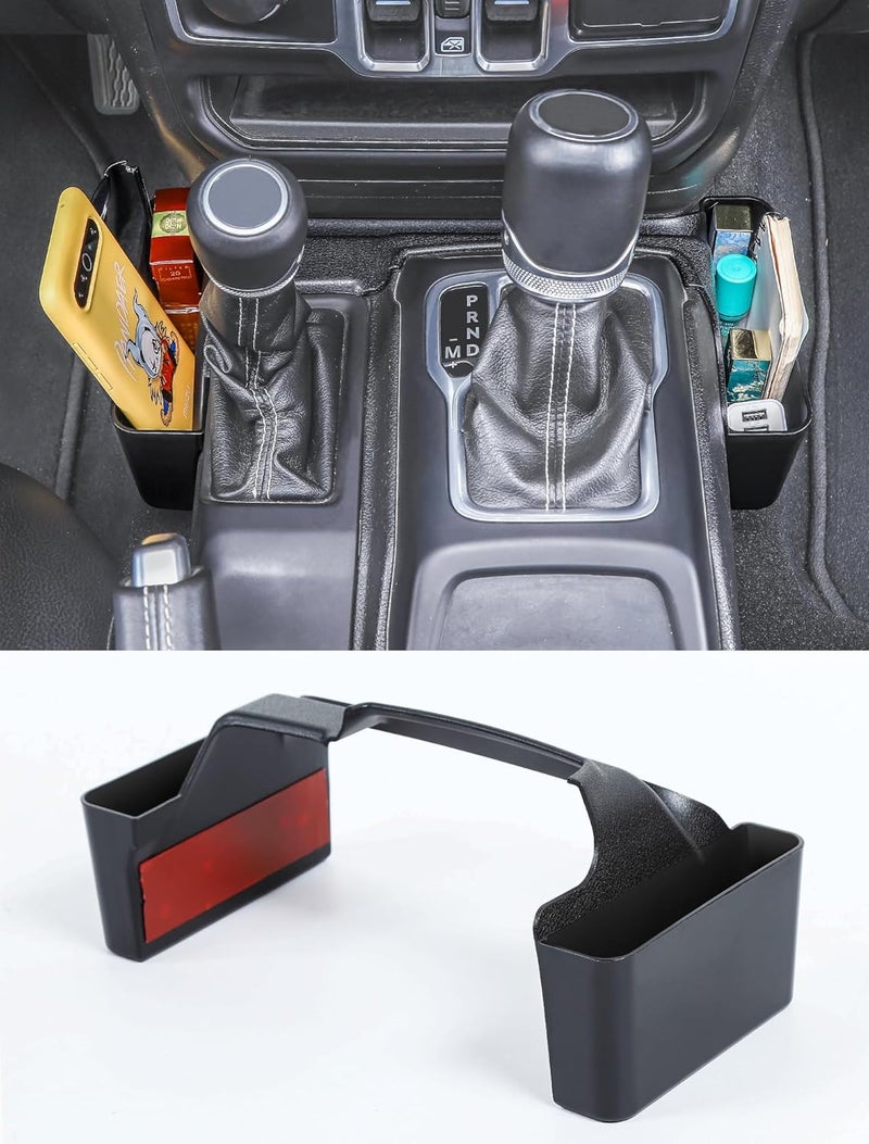 Savadicar GT-2 Shifter Storage Box, Gear Shift Console Side Tray Organizer Compatible with 2018-2024 Jeep Wrangler JL JLU & Gladiator JT, Interior Storage Accessories, Black, 1 PCS - Image 1