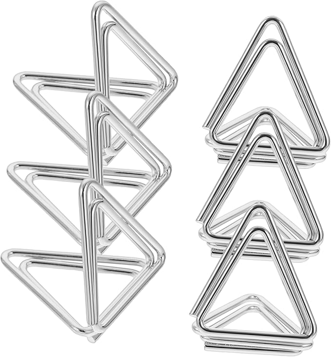 Silver Metal Memo Holder Triangle Table Stand Card Clip For Home Office Decor - Image 1