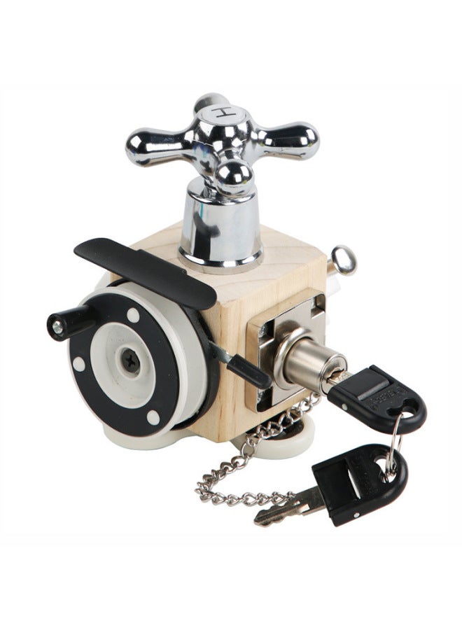 Children's Door Latch Unlock Busy Board House Door Opening Board Baby Early Education Educational Unlock Busy Block Toy-Color:Fishing Busy Block  - Image 1