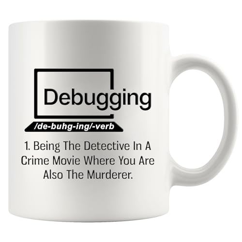 Panvola Debugging Funny Quote Coffee Mug for Programmer Computer Programming Engineering Coder IT Ceramic Cup (11 oz) - Image 1