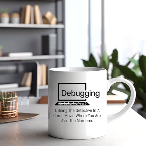 Panvola Debugging Funny Quote Coffee Mug for Programmer Computer Programming Engineering Coder IT Ceramic Cup (11 oz) - Image 4