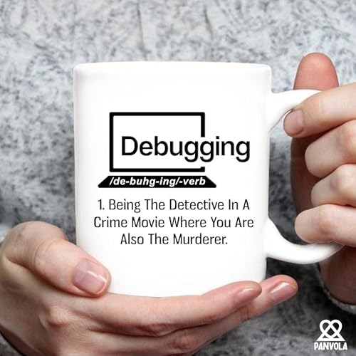 Panvola Debugging Funny Quote Coffee Mug for Programmer Computer Programming Engineering Coder IT Ceramic Cup (11 oz) - Image 5