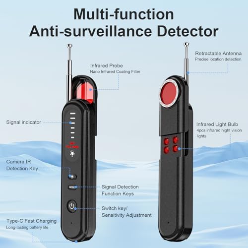Aleanu Hidden Camera Detector, 2025 Hidden Bug and Device GPS Detector for Trave, Hotels, Home, Office, 6 Levels Sensitivity - Image 2