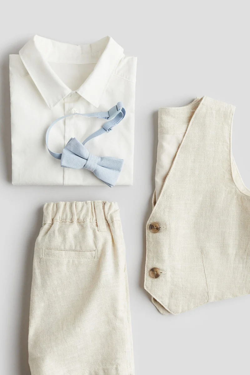 اتش اند ام 4-piece linen-blend dressy set