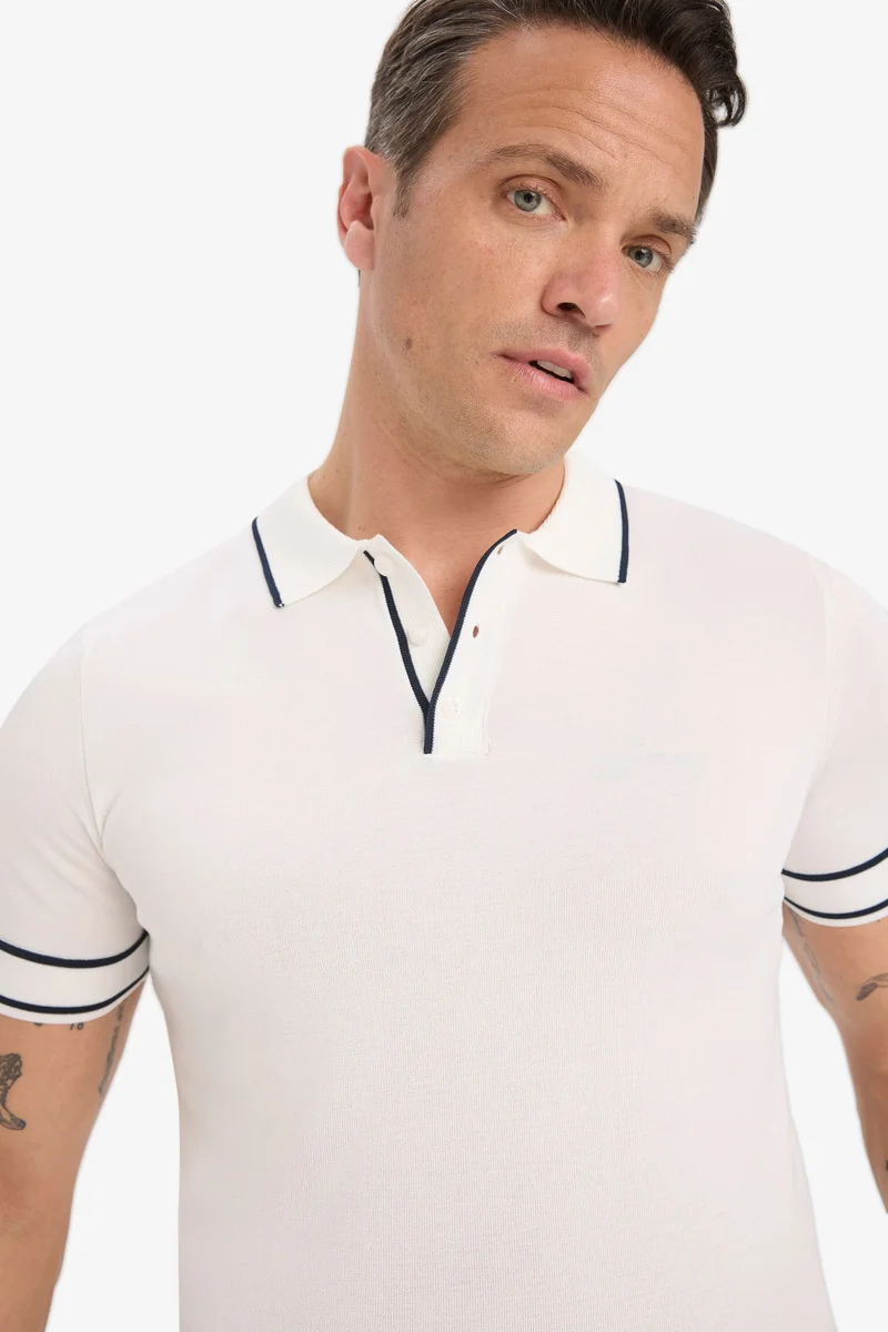 Standard Fit Polo Collar Knitwear Short Sleeve Polo T-Shirt