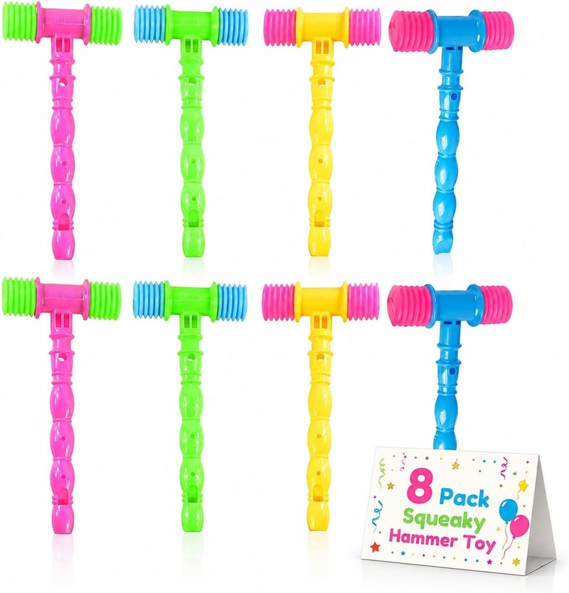 NUOBESTY 8pcs Hammer Pounding Toys, Plastic Squeaky Hammer Toy Musical Pounding Toy Beating Gavel Mallet Toys Educational Toys Random Color - Image 1